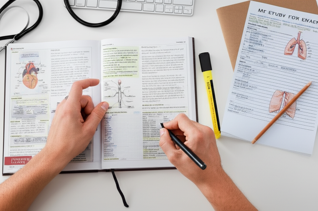 Generate a high-quality, relevant image prompt for an article about: How To Study For The EMT Exam: