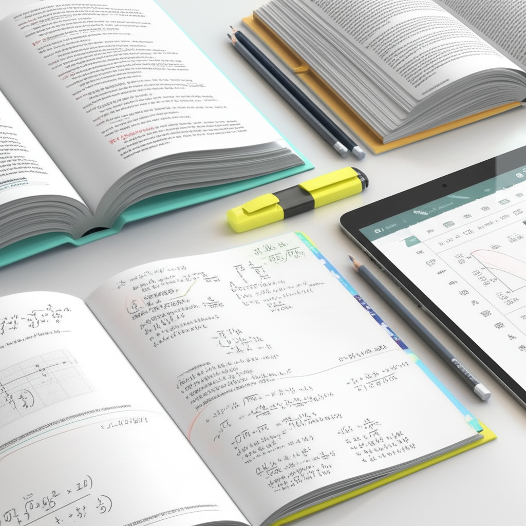 Generate a high-quality, relevant image prompt for an article about: How to Study for Math Exams: Ma